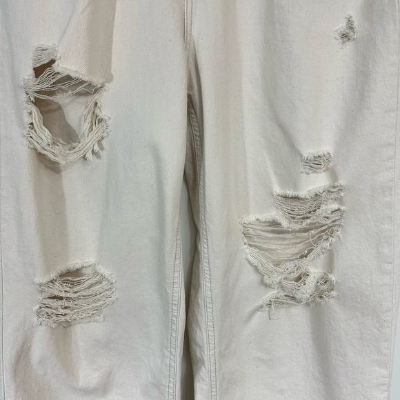 Urban Outfitters BDG High Rise Distressed Baggy Jeans in Speckled Ecru - Picture 9 of 16